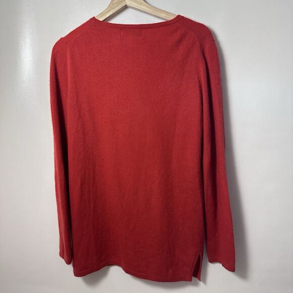 Bloomingdales Sweater Womens Orange Zip Neck Cashmere Pumpkin Fall Luxurious M - Picture 2 of 5